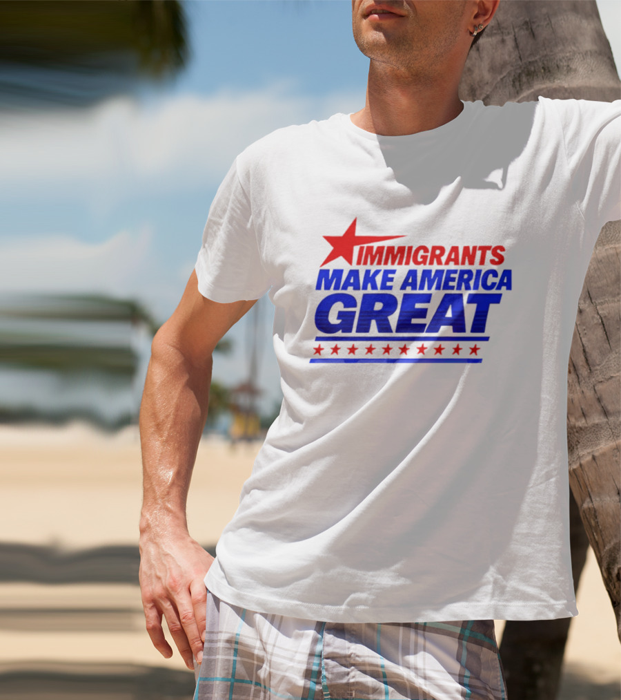 Immigrants Make America Great Red Star Political Message 2026 T-Shirt
