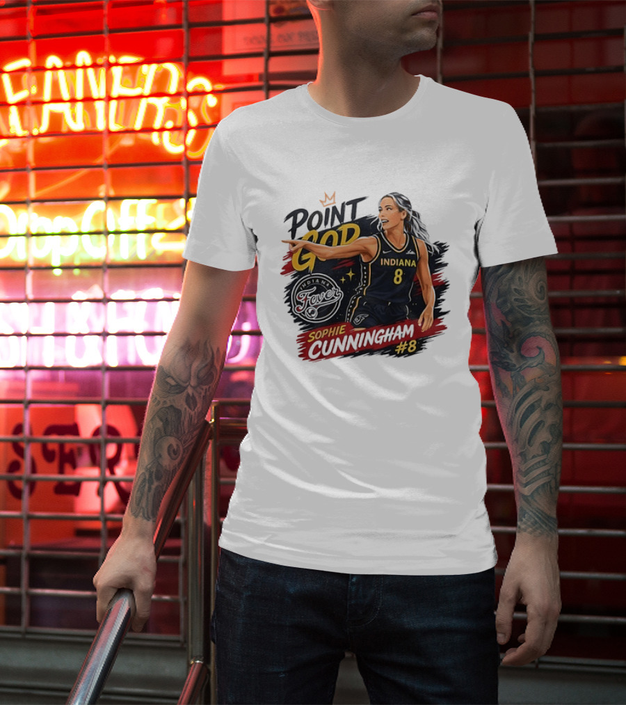 Indiana Fever WNBA Sophie Cunningham Point God #8 Basketball Player Painting T-Shirt
