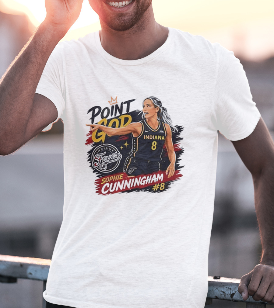 Indiana Fever WNBA Sophie Cunningham Point God #8 Basketball Player Painting T-Shirt