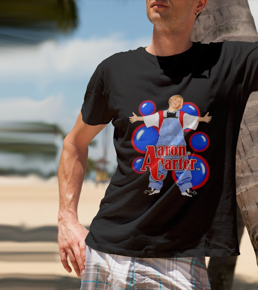 Aaron Carter Denim Overalls Bubbles Photo Bootleg T-Shirt