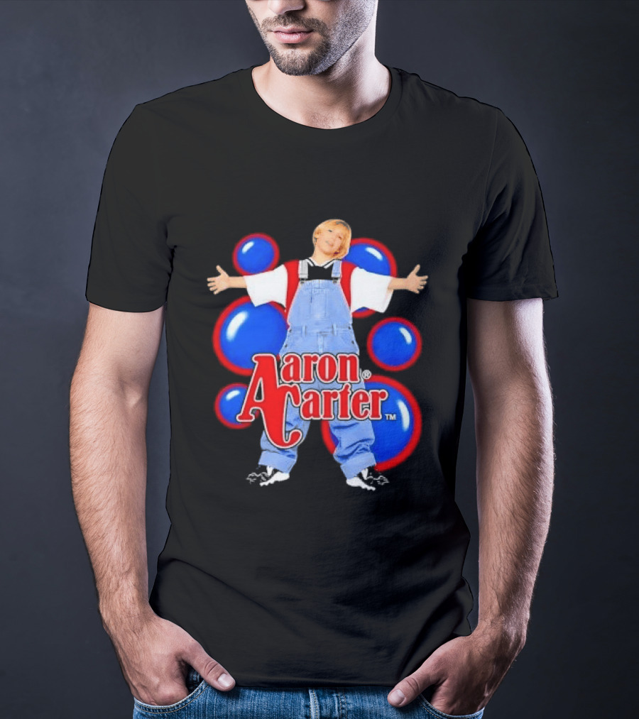 Aaron Carter Denim Overalls Bubbles Photo Bootleg T-Shirt
