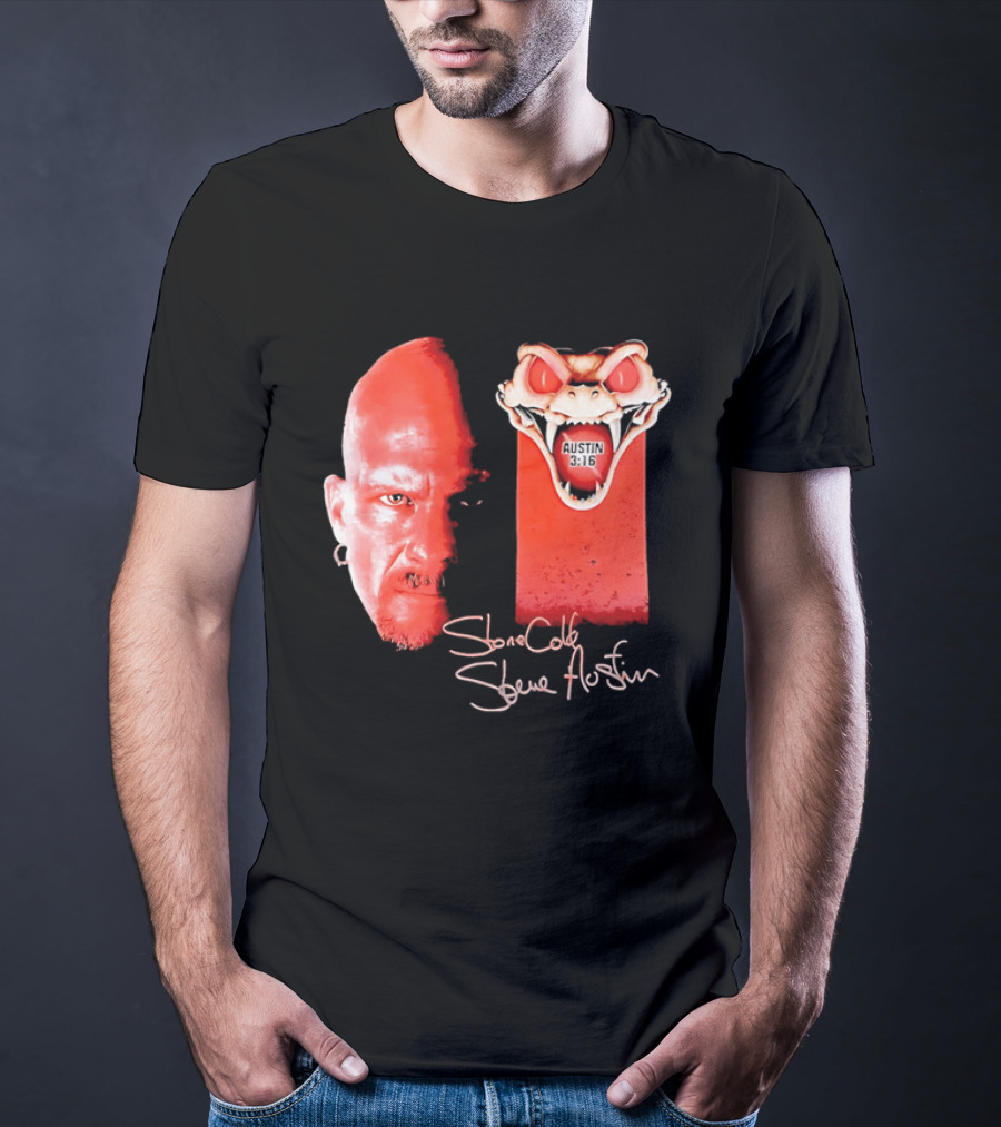 Austin 3 16 Stone Cold Steve Red Rattlesnake Head Signature T-Shirt