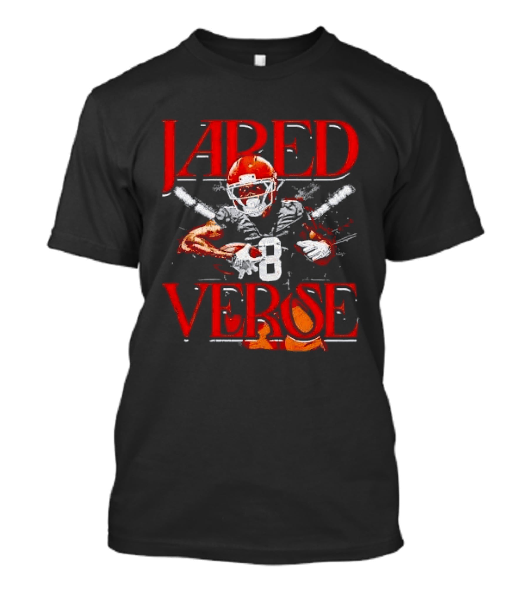 Jared Verse Number 8 Football Player Carrying Ball Distressed Bootleg T-Shirt