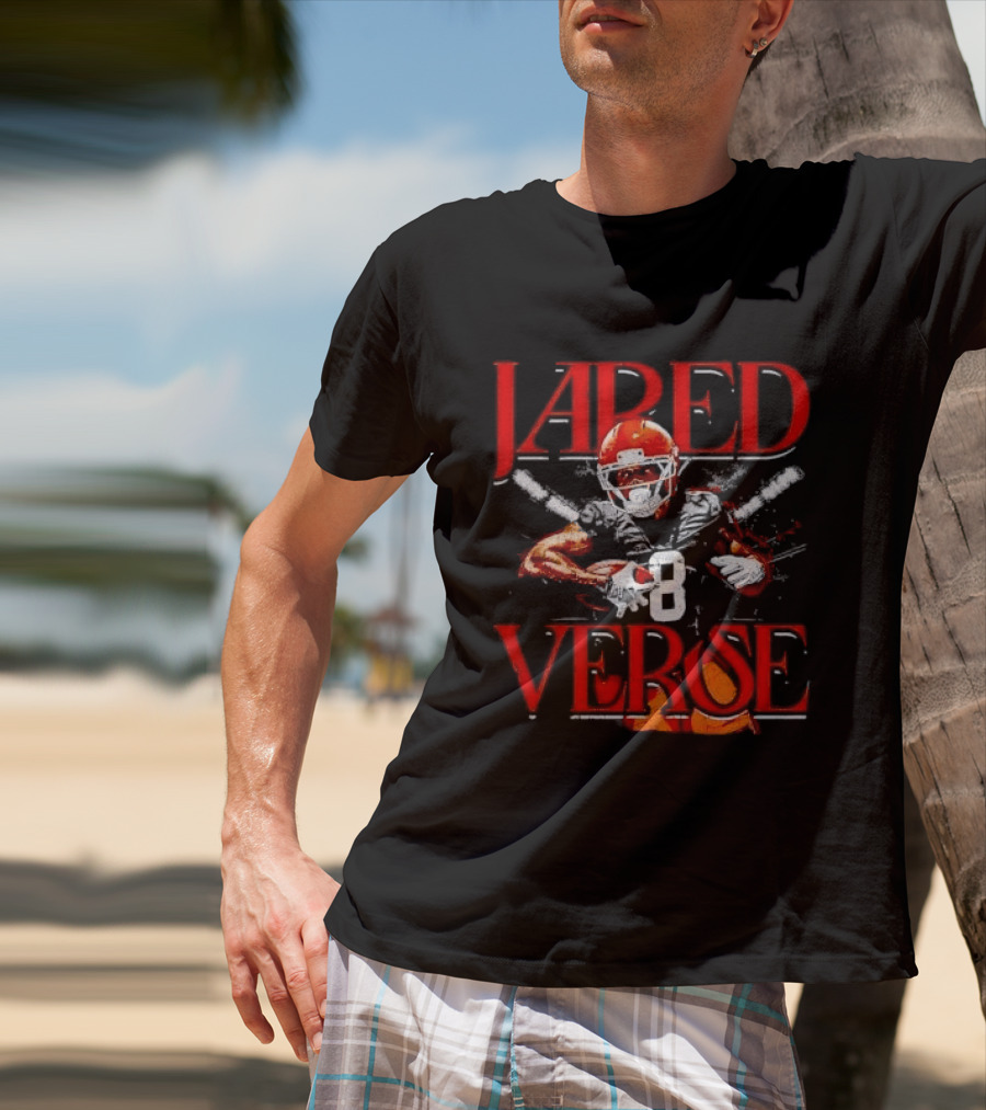 Jared Verse Number 8 Football Player Carrying Ball Distressed Bootleg T-Shirt