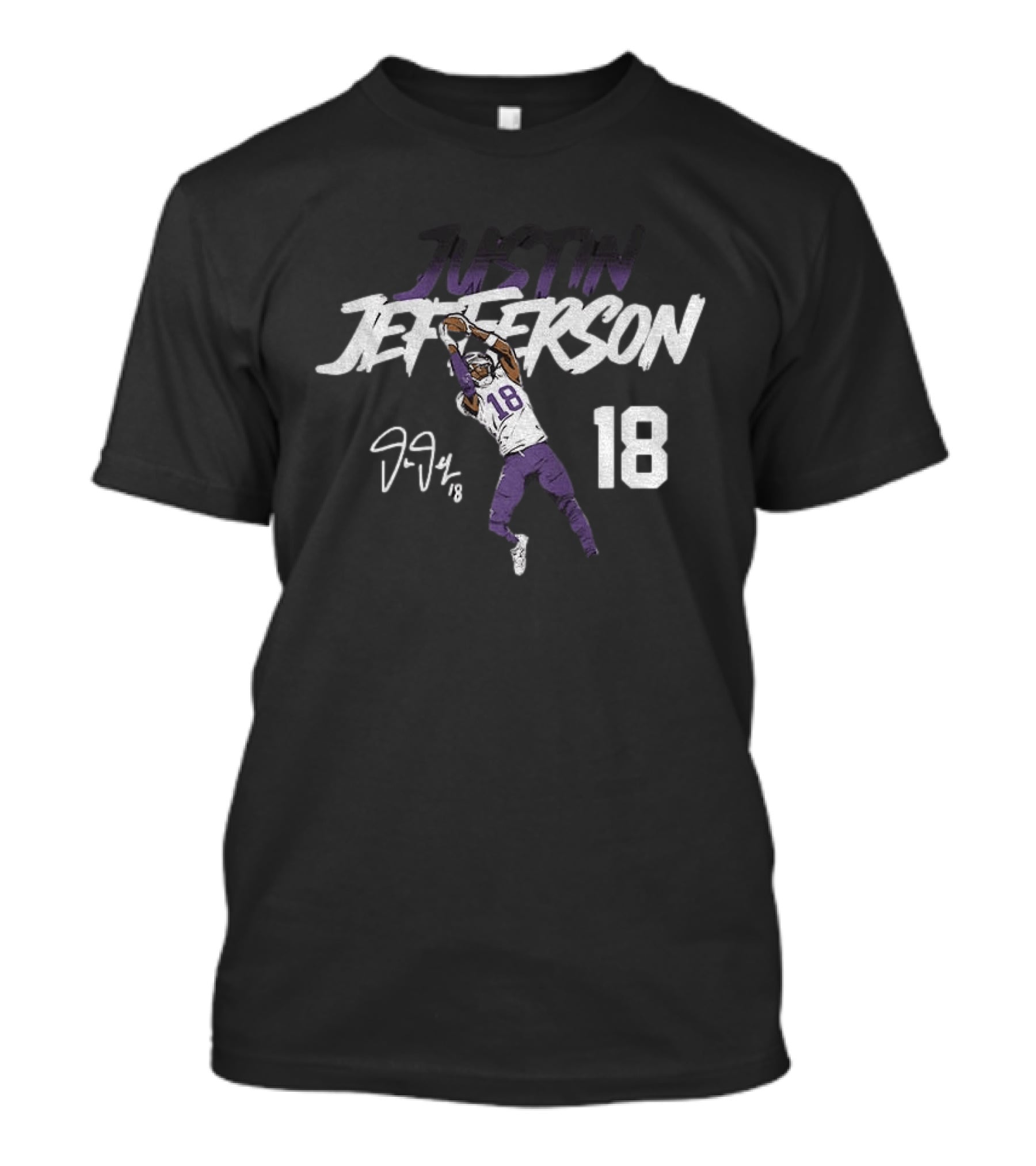 Justin Jefferson 18 Minnesota Vikings Football Star Catch NFL Player Signature T-Shirt