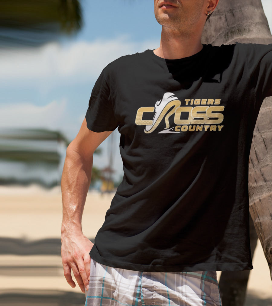 Tigers Cross Country Running Shoe Gold Brick Texture T-Shirt