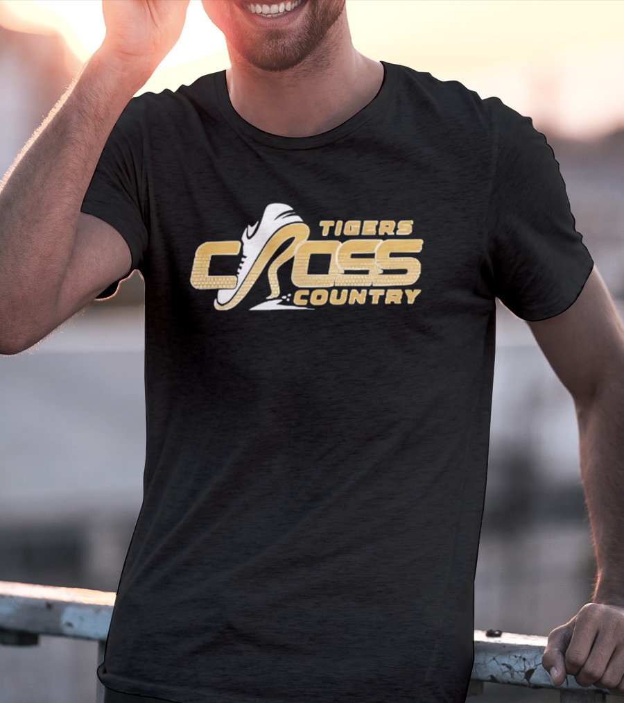 Tigers Cross Country Running Shoe Gold Brick Texture T-Shirt