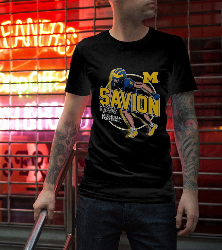 Michigan Wolverines Savion Hiter Number 5 Player Football M T-Shirt