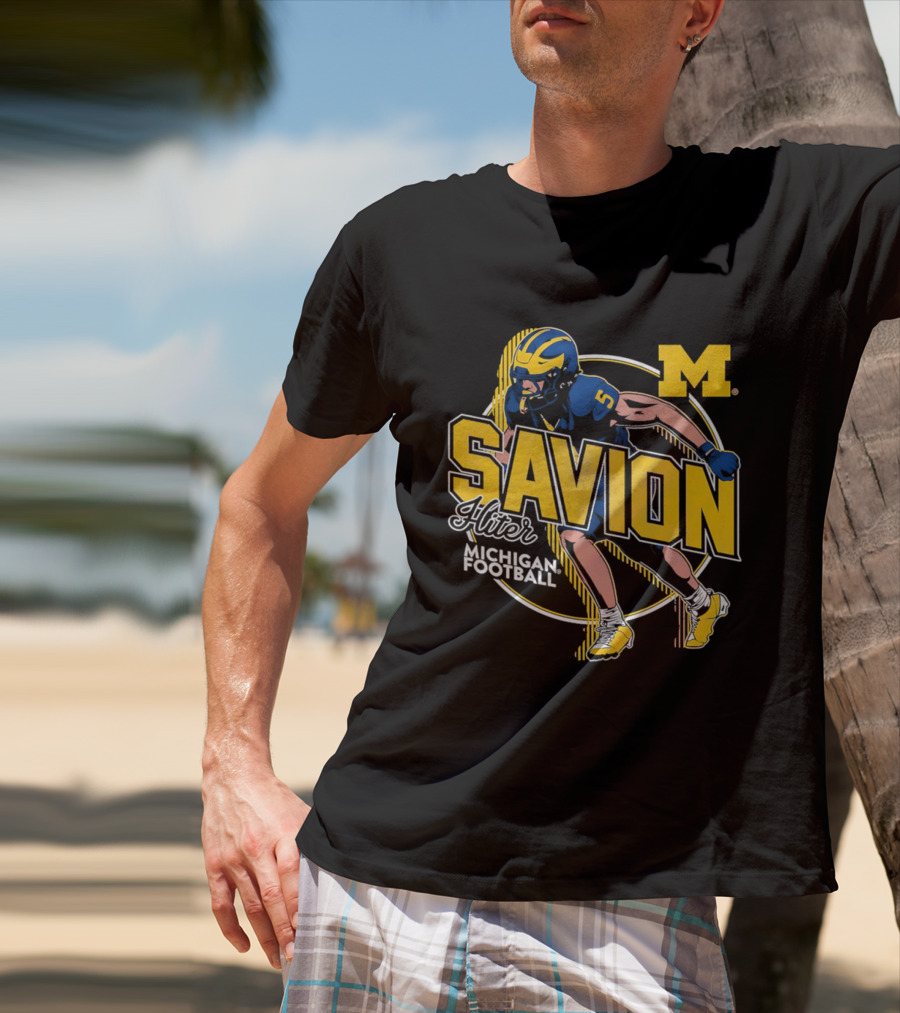 Michigan Wolverines Savion Hiter Number 5 Player Football M T-Shirt