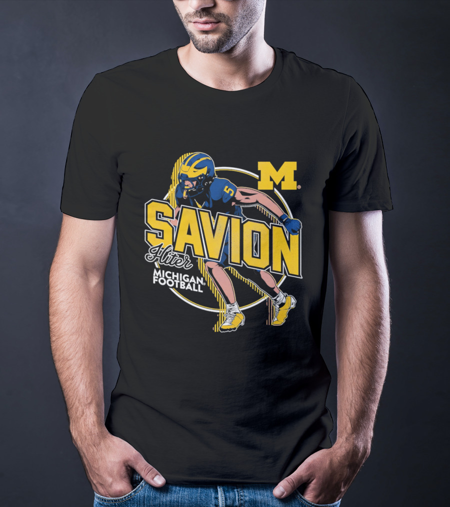 Michigan Wolverines Savion Hiter Number 5 Player Football M T-Shirt