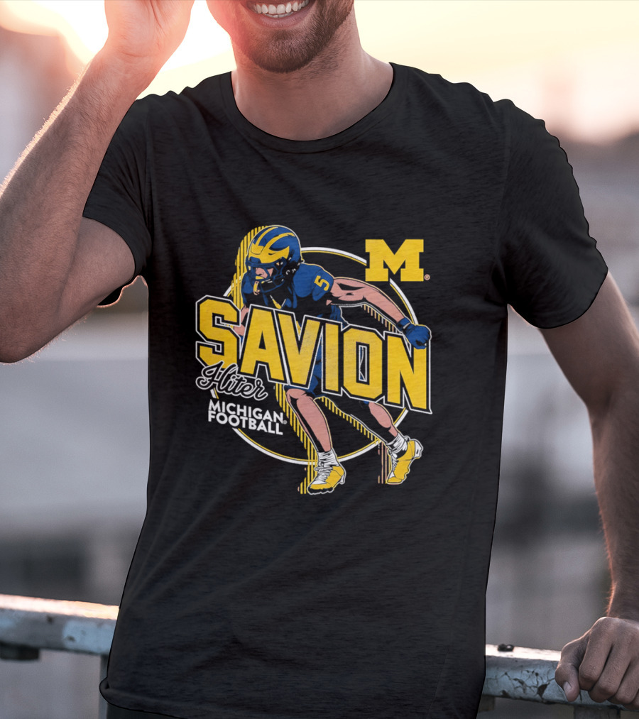 Michigan Wolverines Savion Hiter Number 5 Player Football M T-Shirt