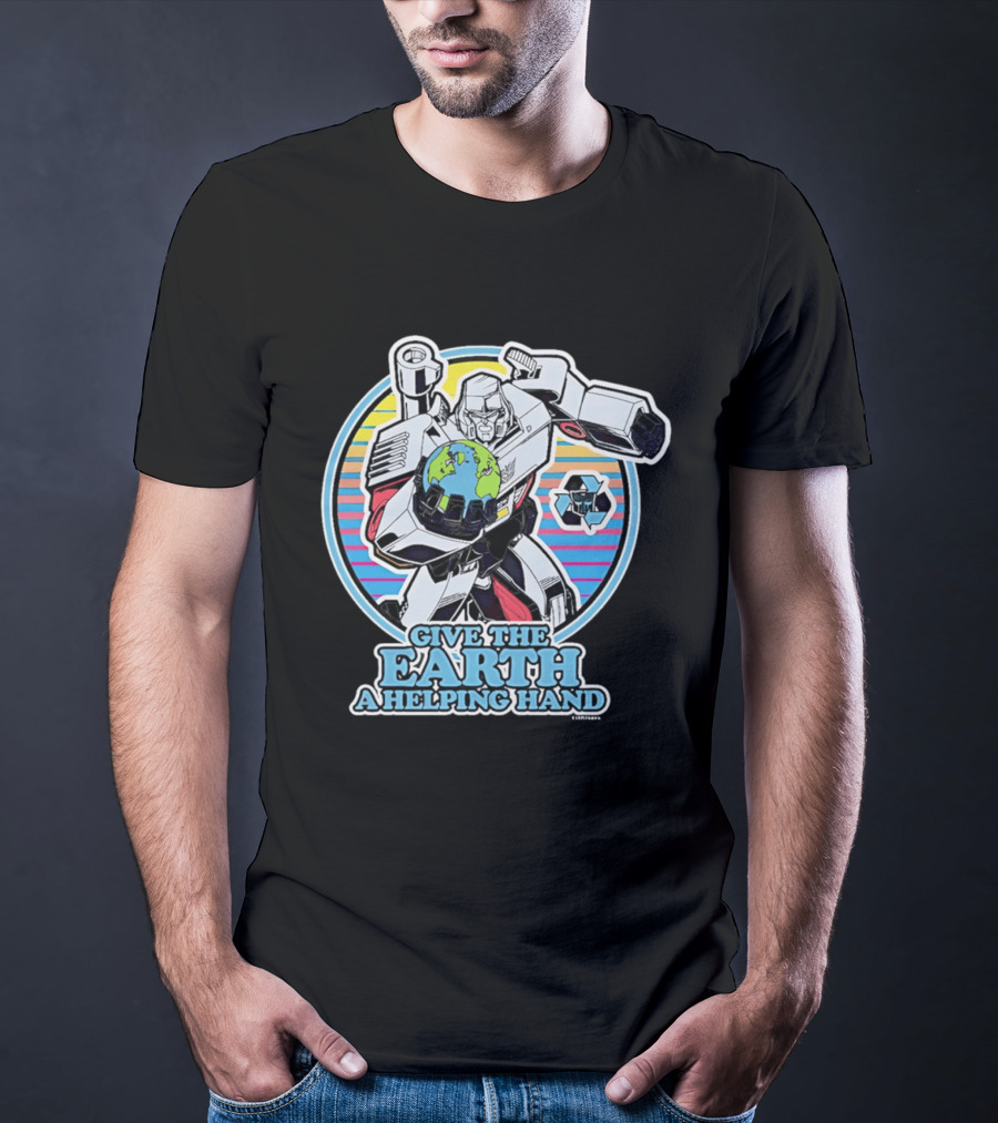 Give The Earth A Helping Hand Megatron With Recycling Symbol Transformers T-Shirt