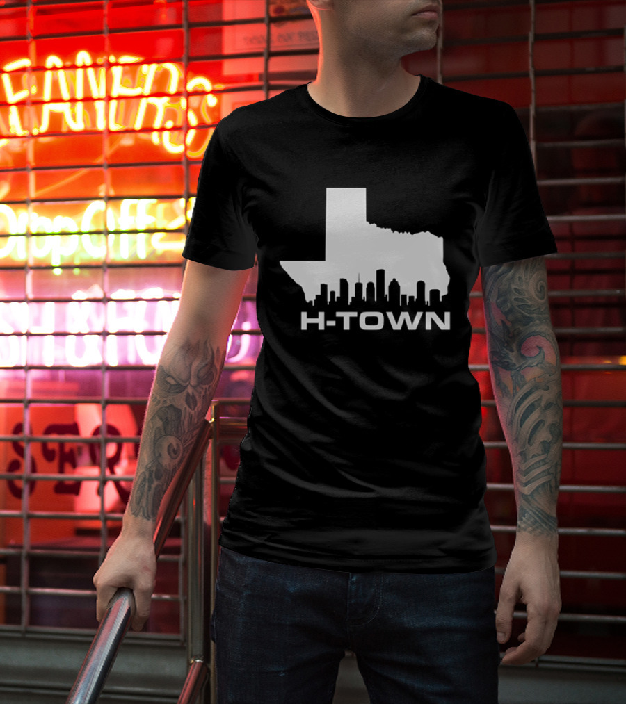 H Town Texas Map Houston Skyline T-Shirt