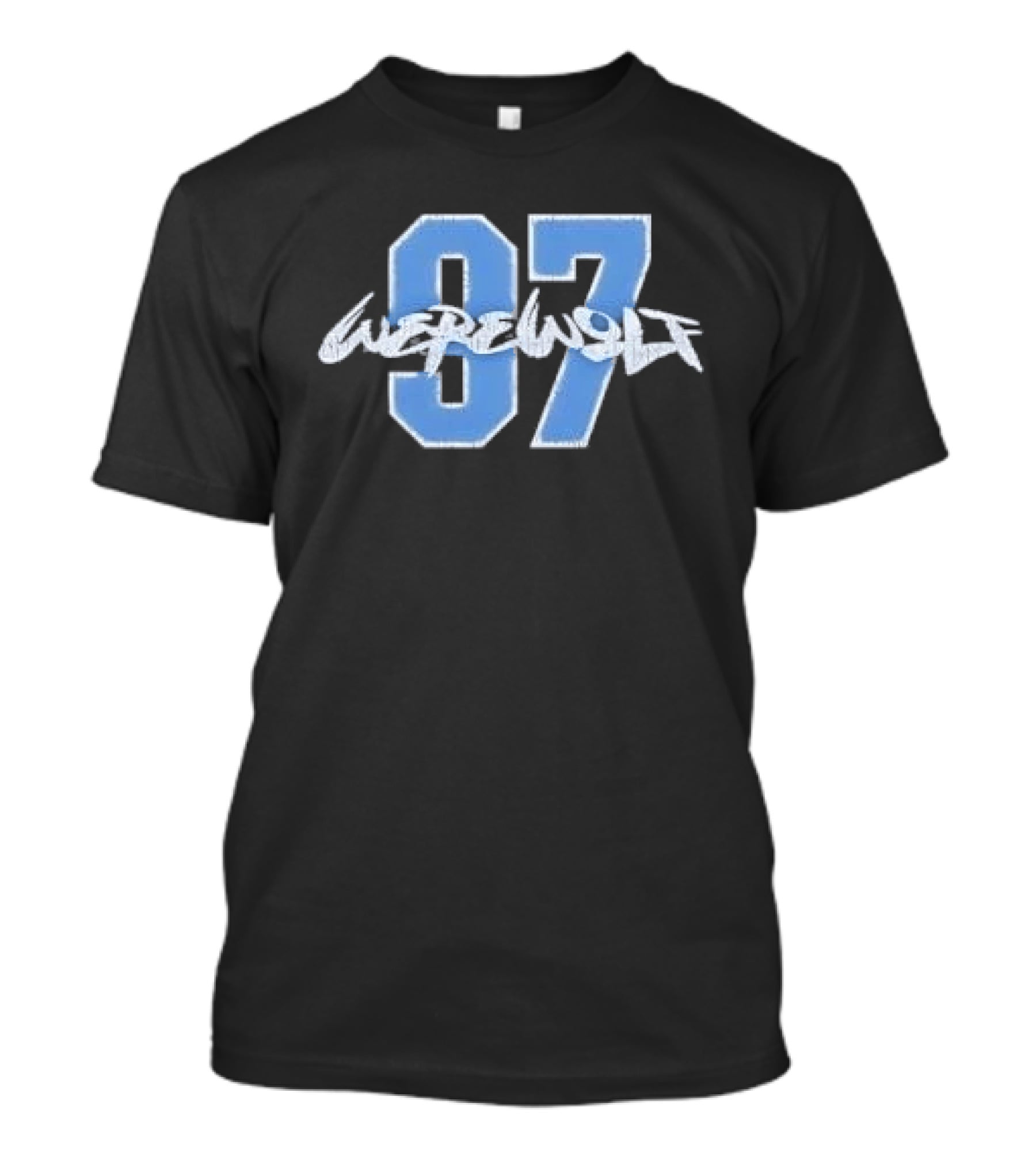 Werewolf 97 Blue Athletic Jersey Number Distressed T-Shirt