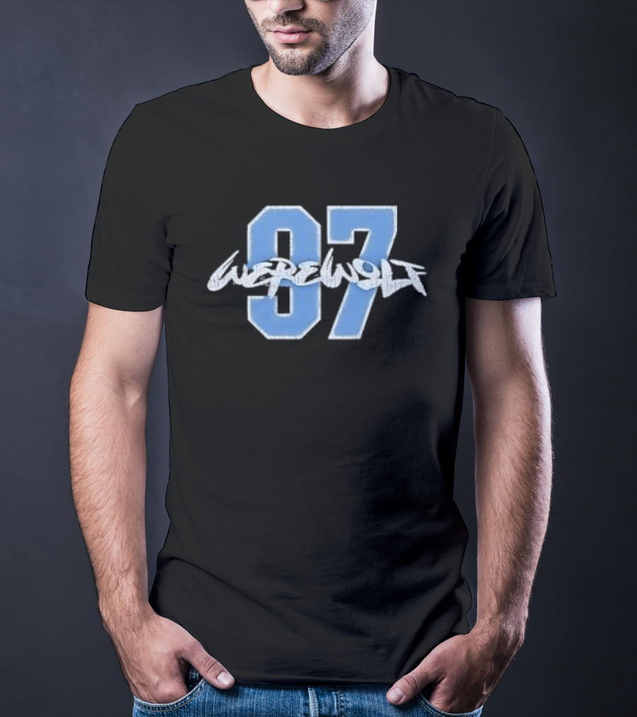 Werewolf 97 Blue Athletic Jersey Number Distressed T-Shirt