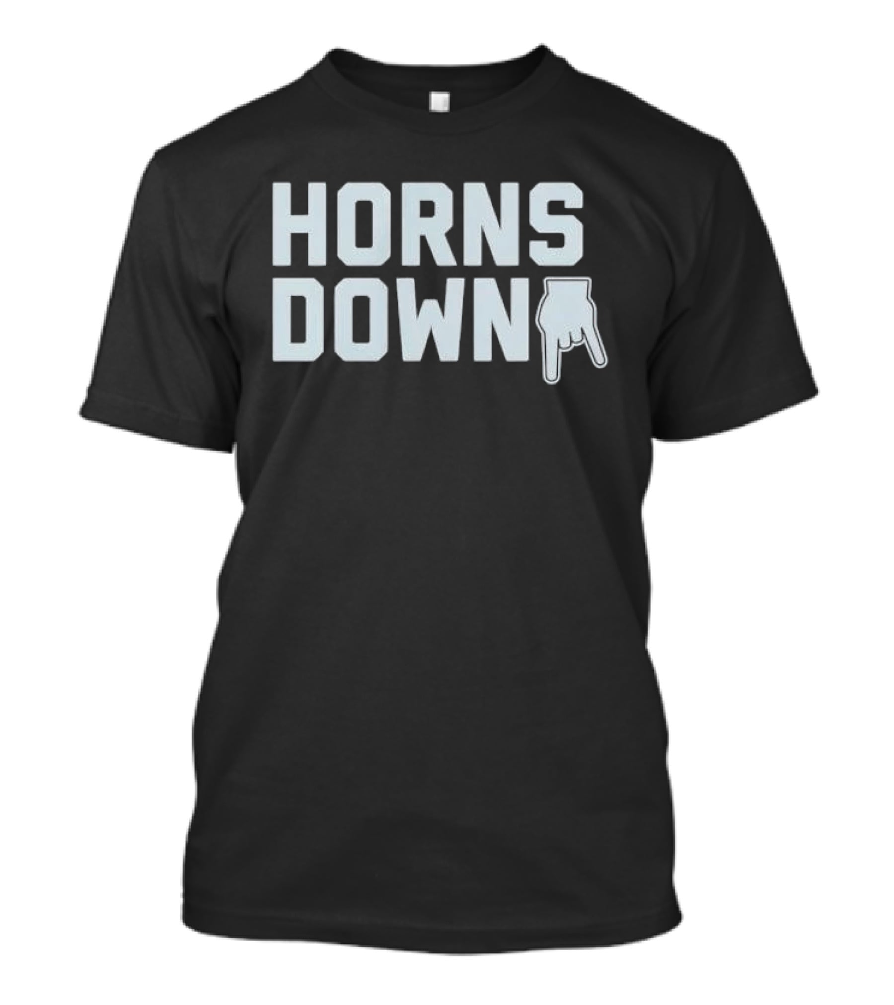 Horns Down Hand Gesture Block Lettering Pointing Finger Sign T-Shirt