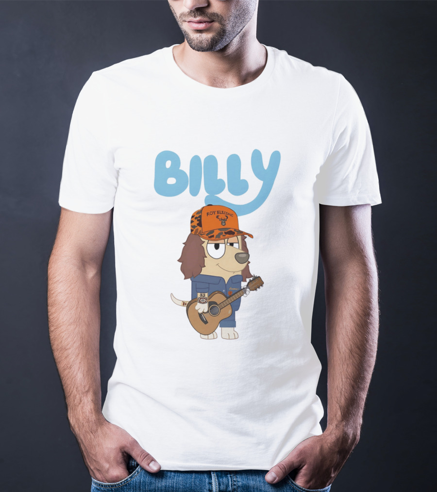 Billy Roy Electric Boomer Character With Guitar And Hat T-Shirt