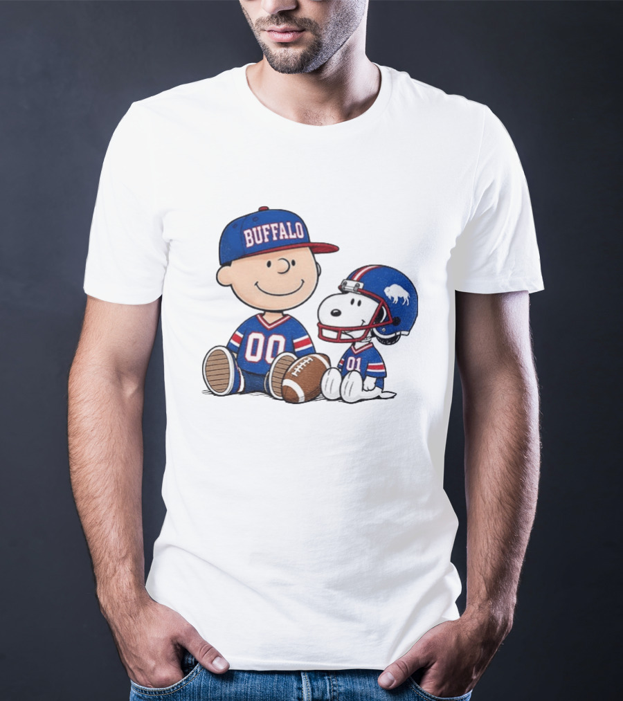 Charlie Brown Snoopy Buffalo 00 01 Football Team Cartoon Sports Fan Gear T-Shirt