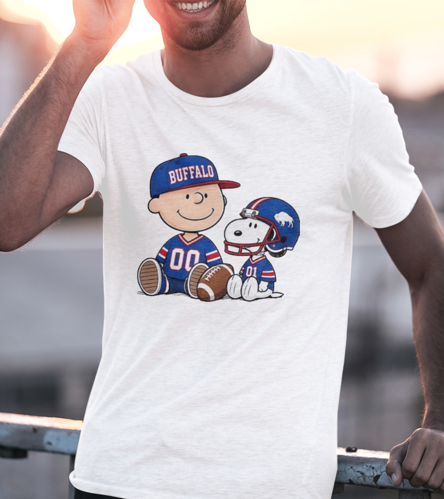 Charlie Brown Snoopy Buffalo 00 01 Football Team Cartoon Sports Fan Gear T-Shirt