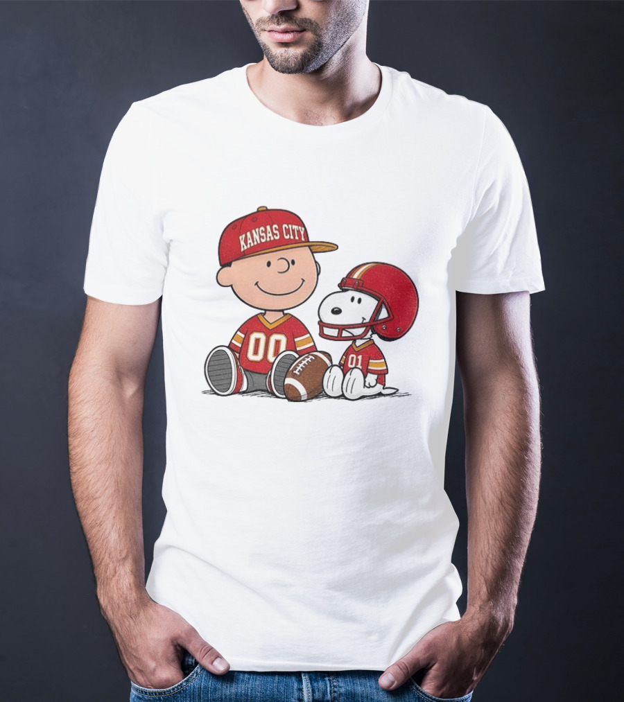 Kansas City Football With Charlie Brown And Snoopy Players T-Shirt