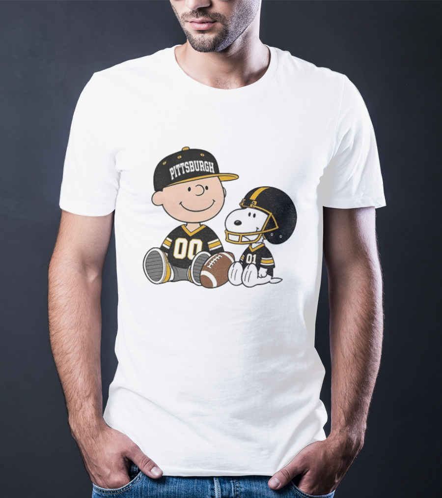 Pittsburgh Football Charlie Brown Snoopy Pigskin Player T-Shirt