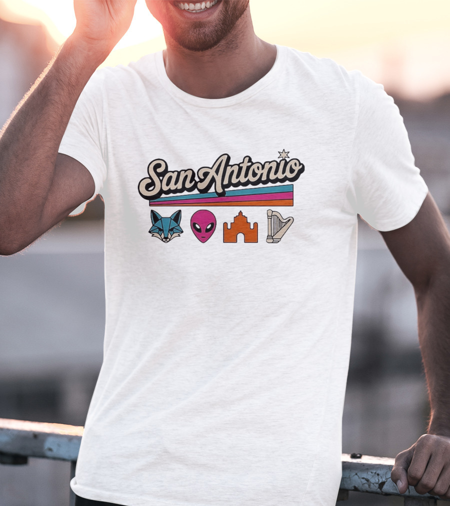 San Antonio Fox Alien Castle Harp Spurs Basketball T-Shirt
