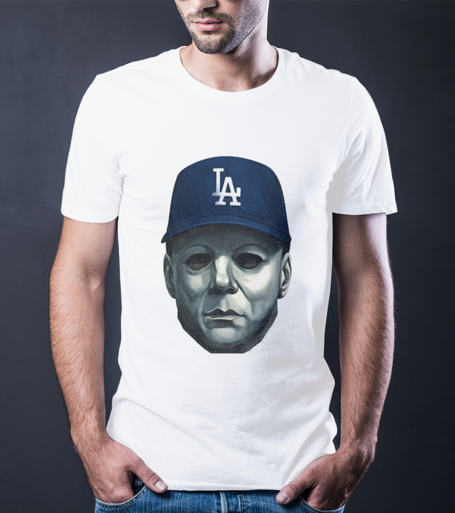 Michael Myers LA Dodgers Cap Halloween Horror T-Shirt