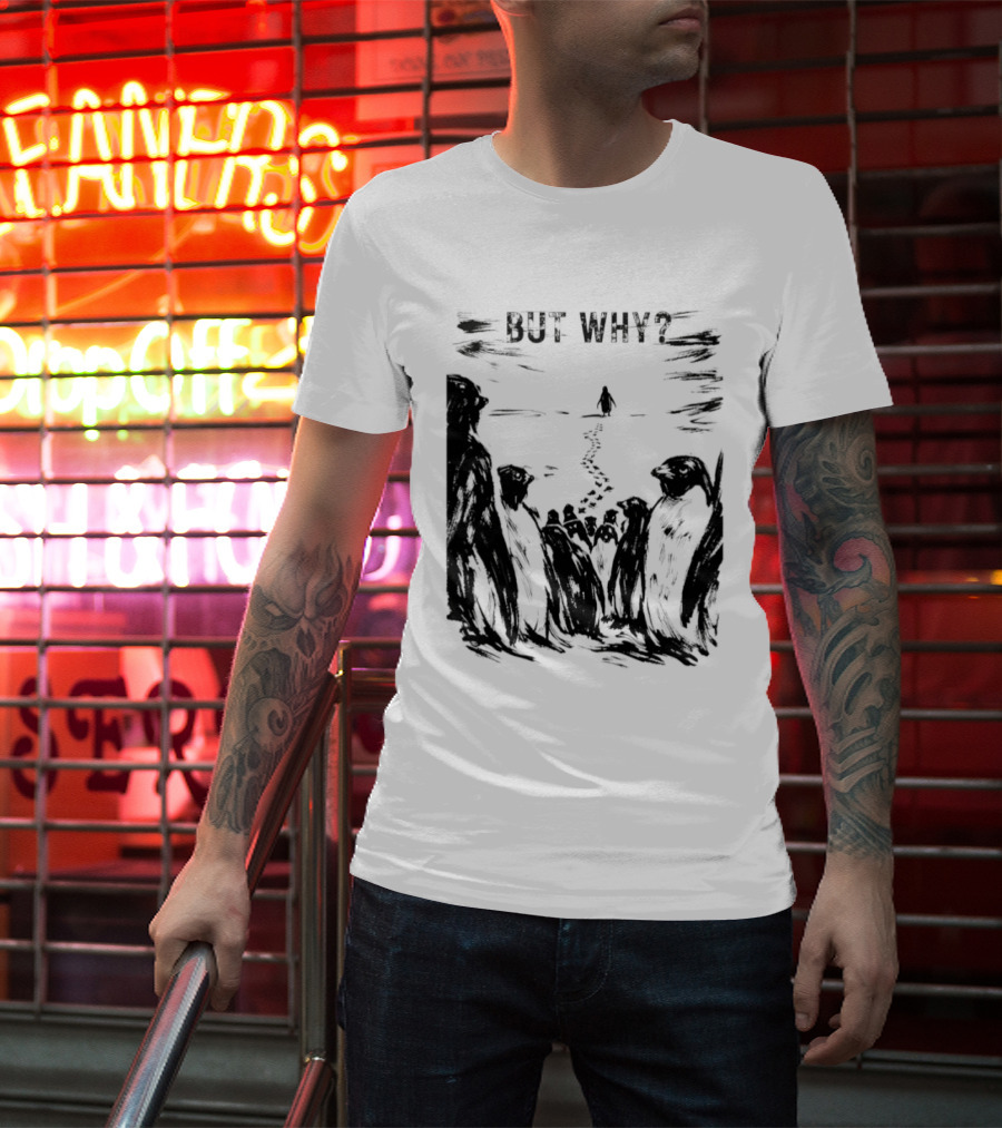 Nihilist Penguin But Why Snow Scene T-Shirt
