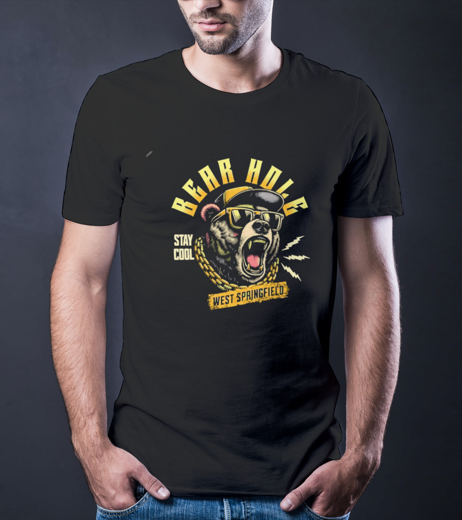 Bear Hole West Springfield Roaring Grizzly Stay Cool Sunglasses Cap Gold Chain T-Shirt