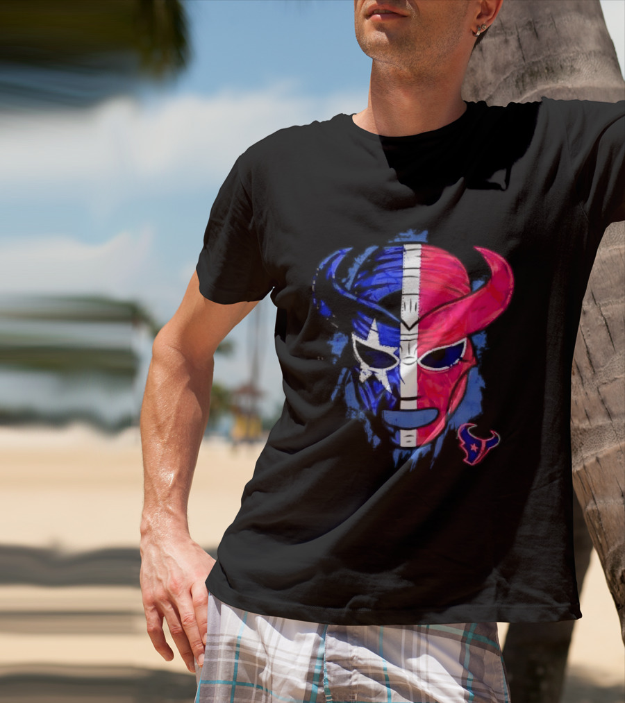 Houston Texans Distressed Lucha Libre Mask Texas Flag T-Shirt