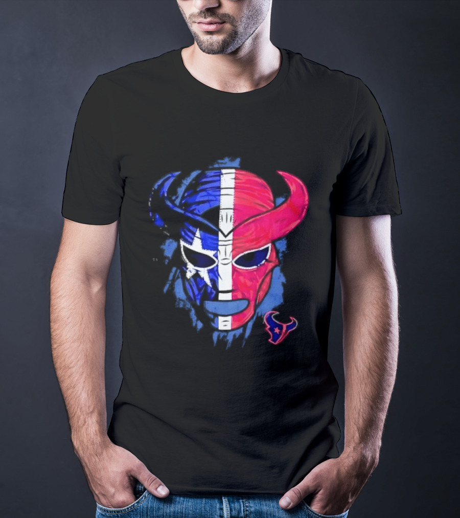 Houston Texans Distressed Lucha Libre Mask Texas Flag T-Shirt