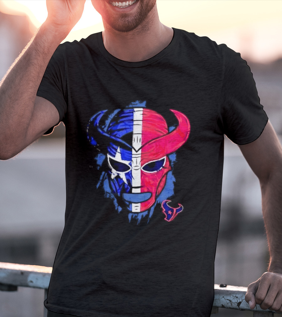 Houston Texans Distressed Lucha Libre Mask Texas Flag T-Shirt