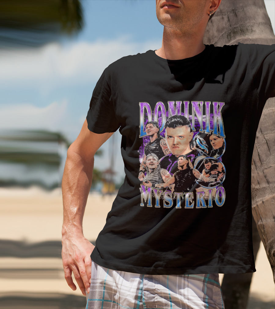 Dominik Mysterio Wrestler Photo Collage Metallic Gradient T-Shirt