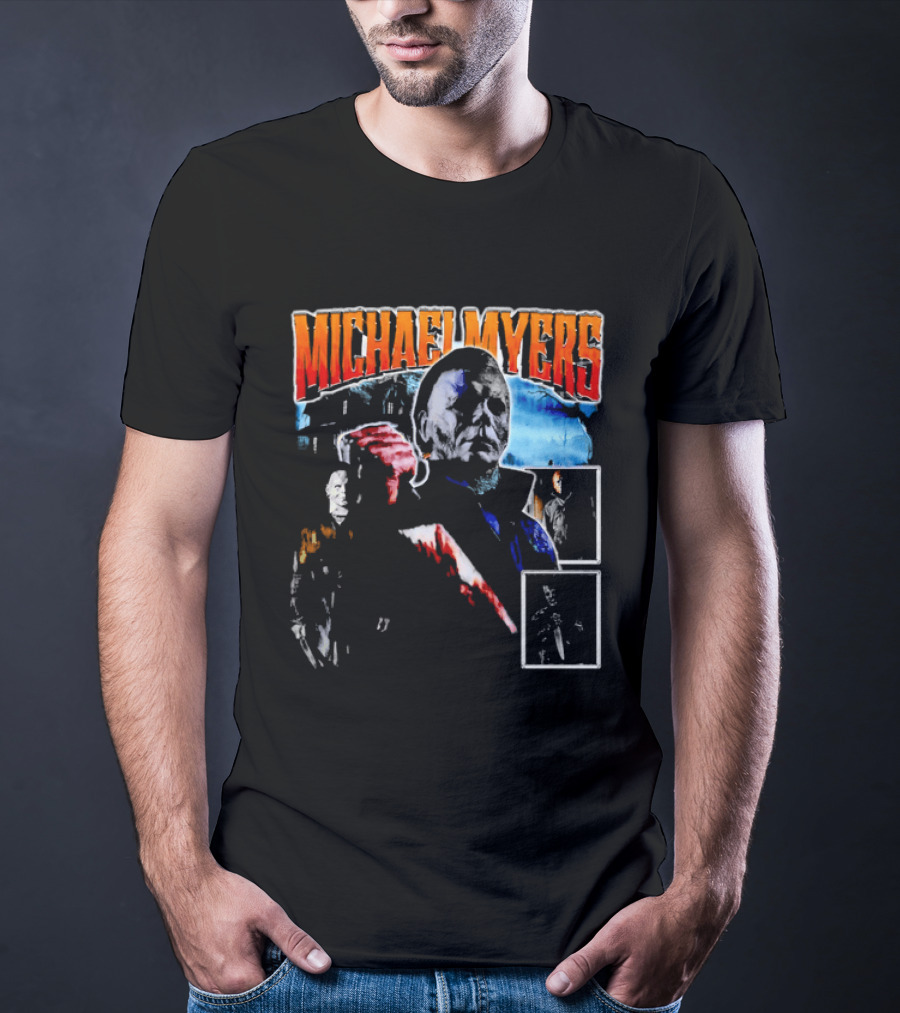 Michael Myers Bootleg Collage Mask Bloody Knife House T-Shirt