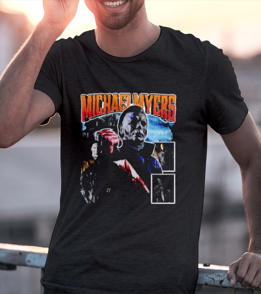 Michael Myers Bootleg Collage Mask Bloody Knife House T-Shirt