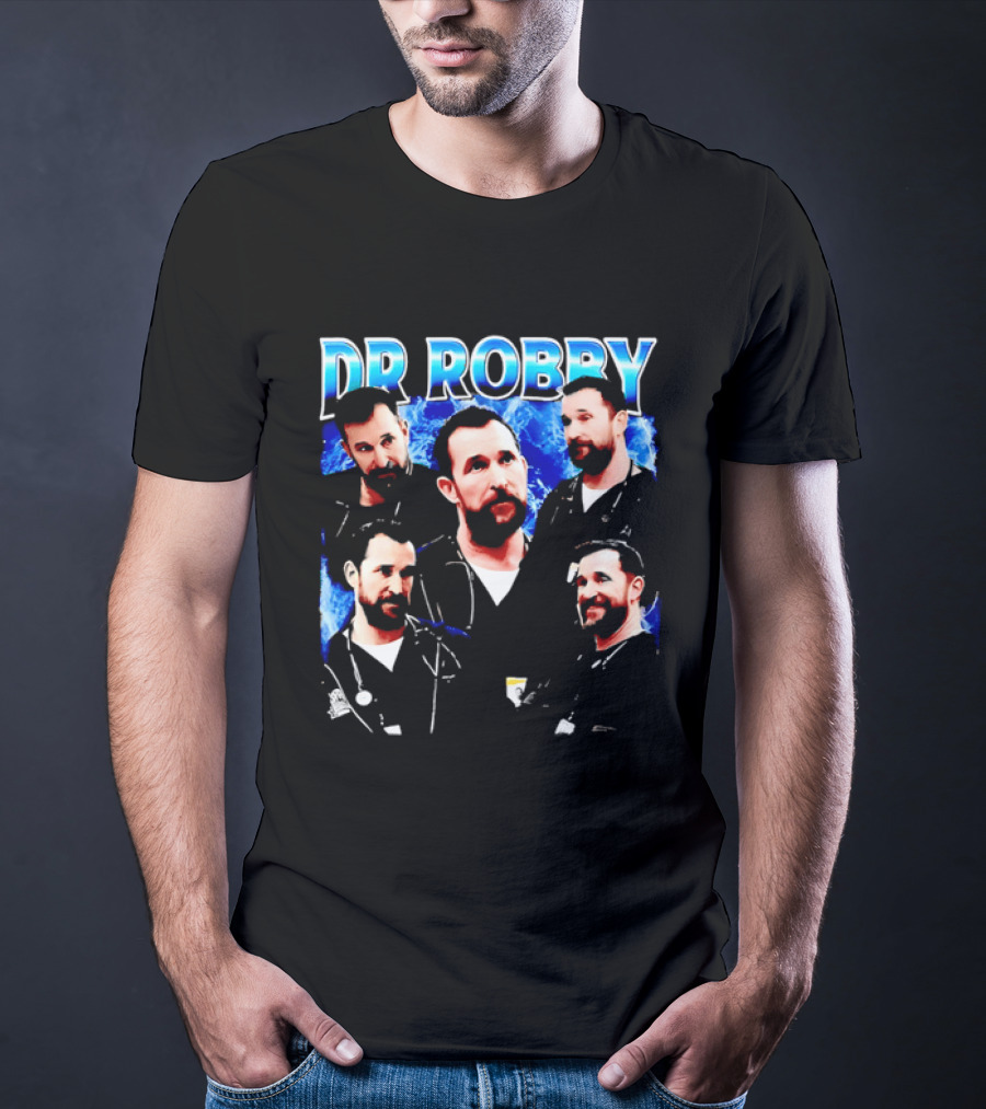 Dr Robby Bearded Male Doctor Scrubs Stethoscope Photo Collage T-Shirt