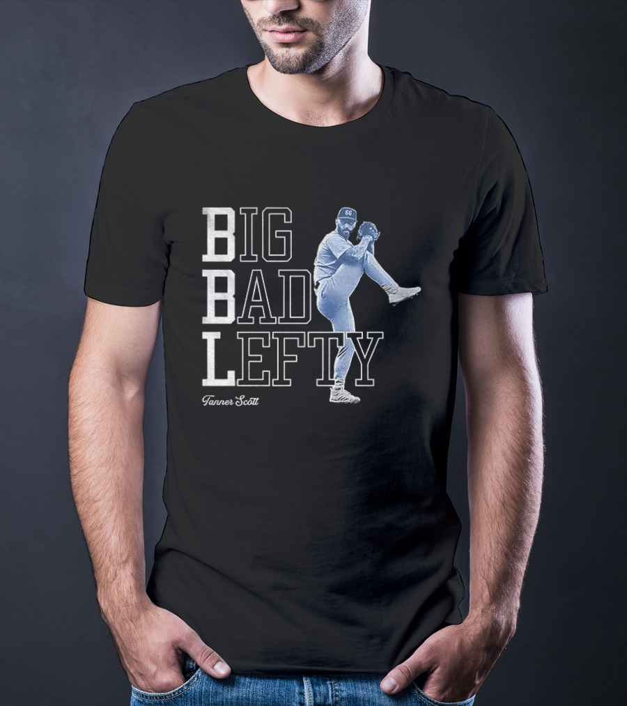 Miguel Rojas Wearing Tanner Scott Big Bad Lefty 66 T-Shirt