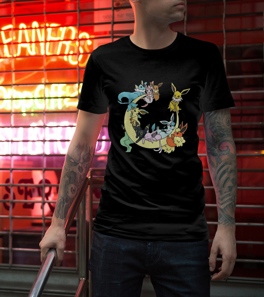 Eevee Evolutions Sylveon Umbreon Flareon Jolteon Vaporeon Espeon Leafeon Glaceon T-Shirt