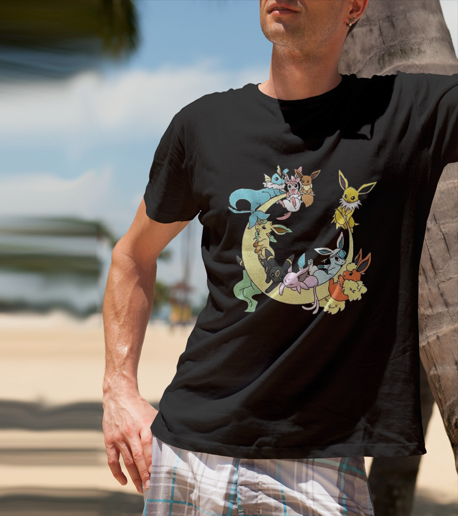 Eevee Evolutions Sylveon Umbreon Flareon Jolteon Vaporeon Espeon Leafeon Glaceon T-Shirt
