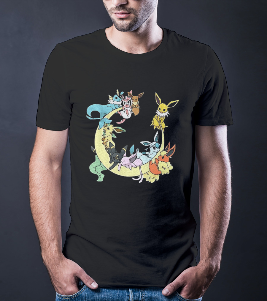 Eevee Evolutions Sylveon Umbreon Flareon Jolteon Vaporeon Espeon Leafeon Glaceon T-Shirt