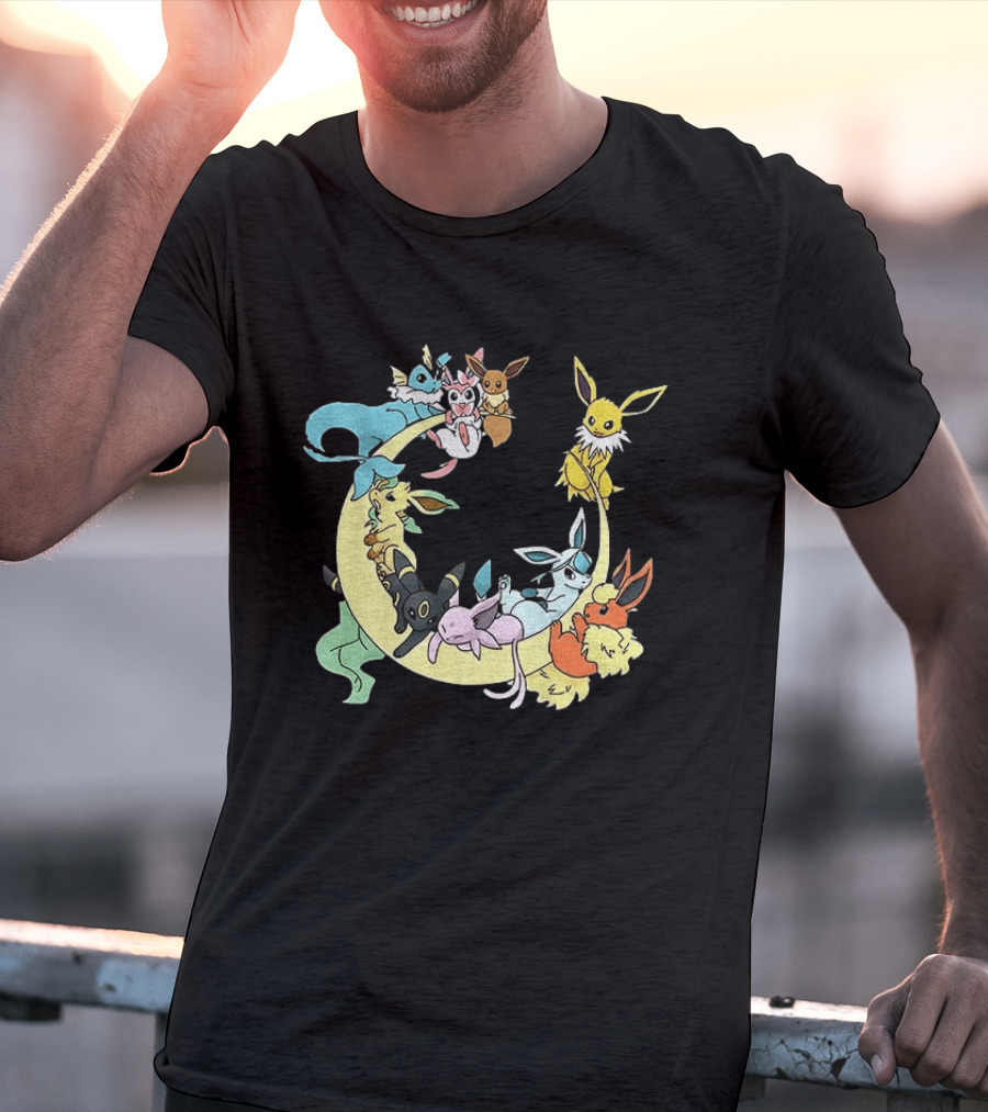 Eevee Evolutions Sylveon Umbreon Flareon Jolteon Vaporeon Espeon Leafeon Glaceon T-Shirt