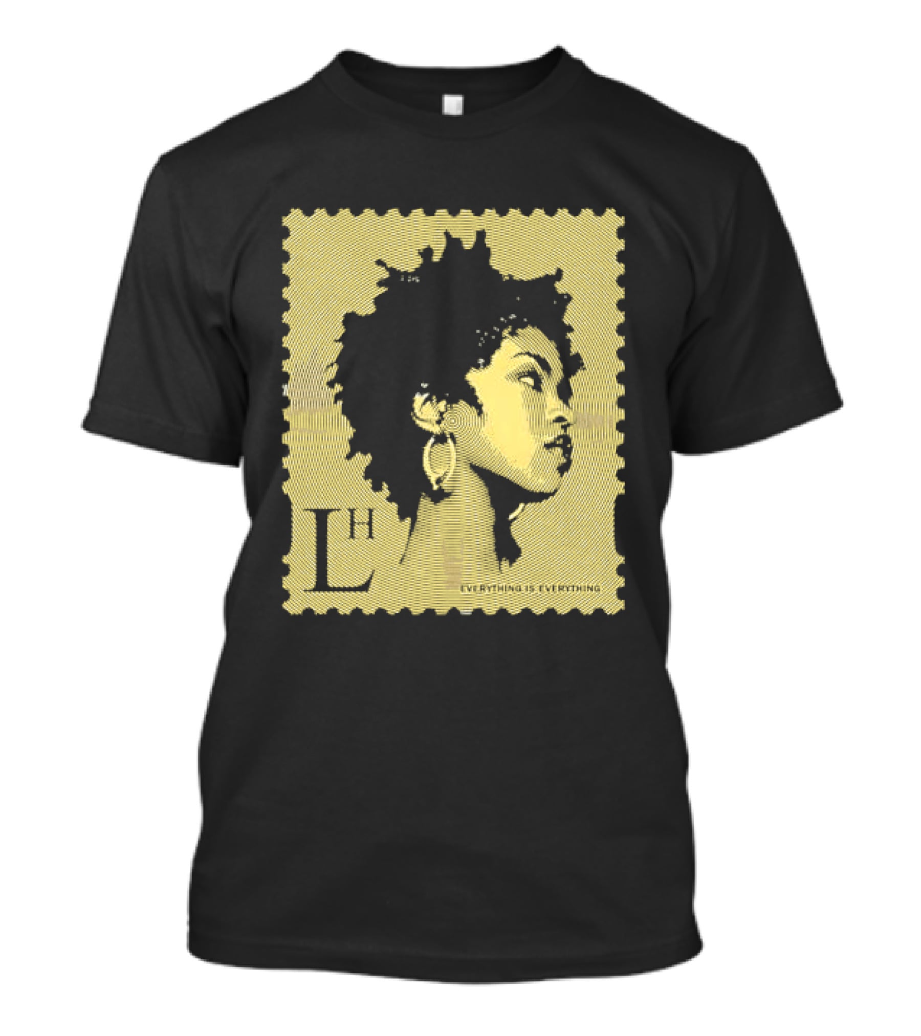 Everything Is Lh Gold Line Afro Woman Stamp T-Shirt