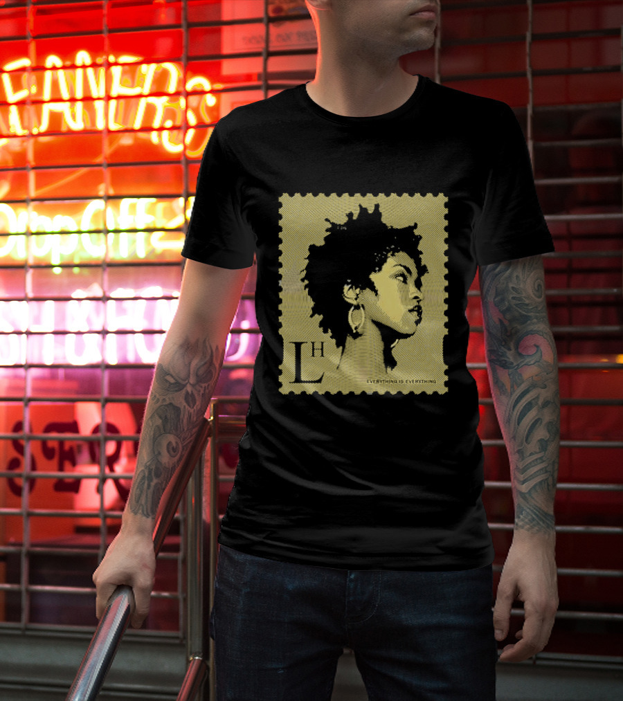 Everything Is Lh Gold Line Afro Woman Stamp T-Shirt