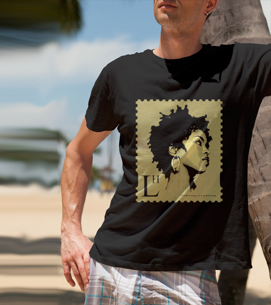 Everything Is Lh Gold Line Afro Woman Stamp T-Shirt