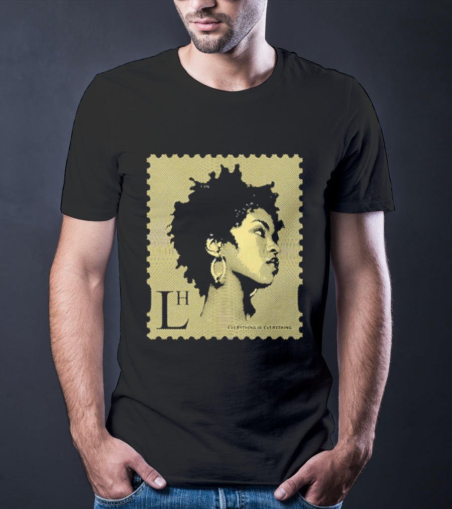 Everything Is Lh Gold Line Afro Woman Stamp T-Shirt