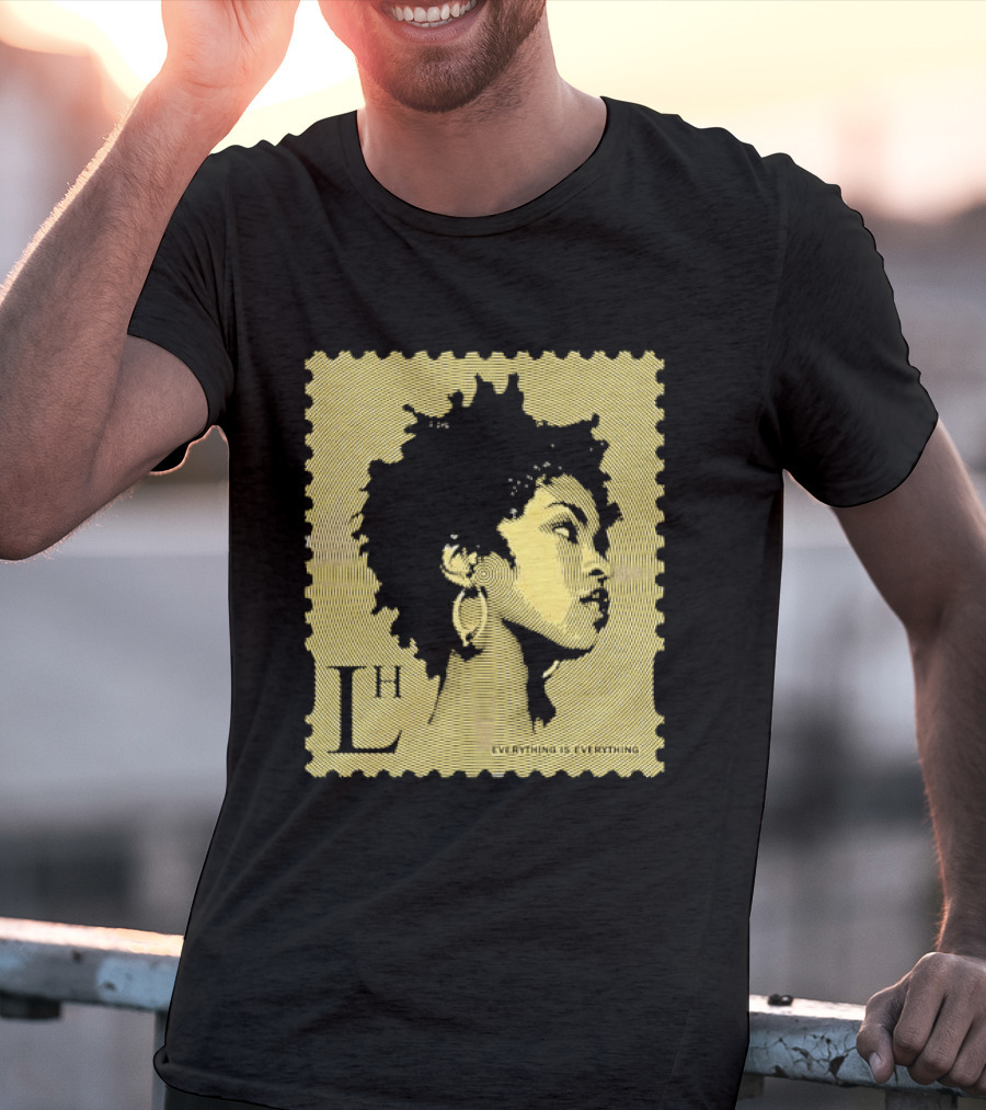 Everything Is Lh Gold Line Afro Woman Stamp T-Shirt