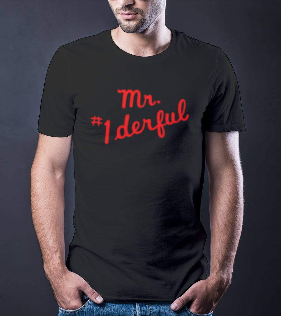 Mr 1derful Red Cursive Handwriting Script T-Shirt