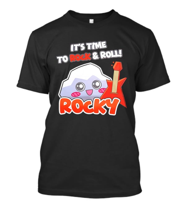 It's Time To Rock And Roll Rocky Rock With Guitar Cute Cartoon T-Shirt