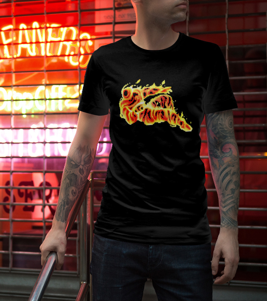 Fiery Waves Of Burning Flame Blaze In Yellow Orange Red Hues T-Shirt