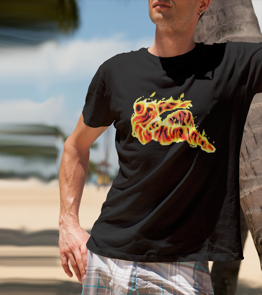 Fiery Waves Of Burning Flame Blaze In Yellow Orange Red Hues T-Shirt